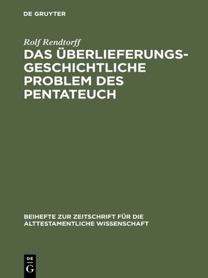 cover image of Das überlieferungsgeschichtliche Problem des Pentateuch